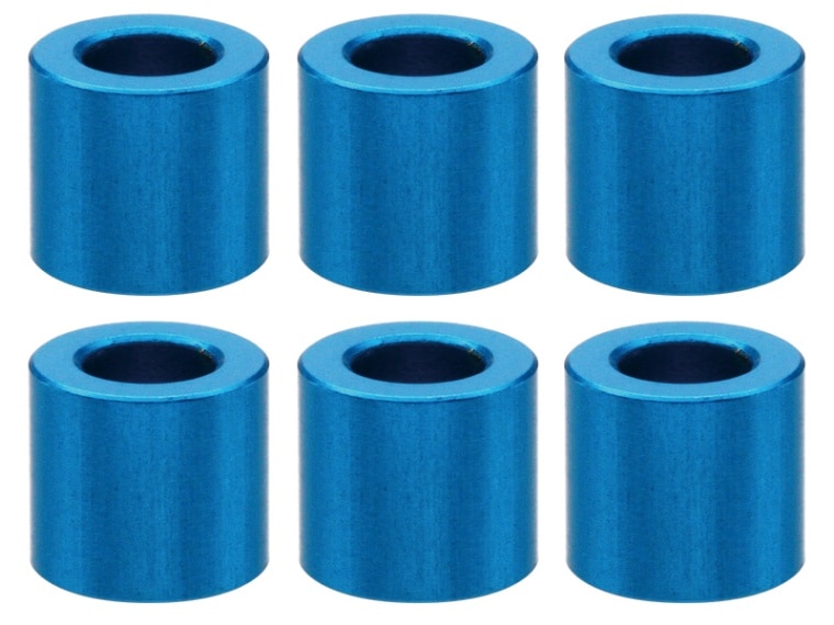 M3����ߥ��顼 ��5.5��3��5.0t (�饤�ȥ֥롼)6������ Aluminum M3 Collar 5.0t (TAMIYA Blue)6 pcs.