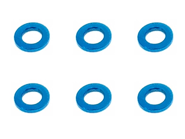 M3����ߥ��顼 ��5.5��3��0.75t (�饤�ȥ֥롼)6������ Aluminum M3 Collar 0.75t (TAMIYA Blue)6 pcs.
