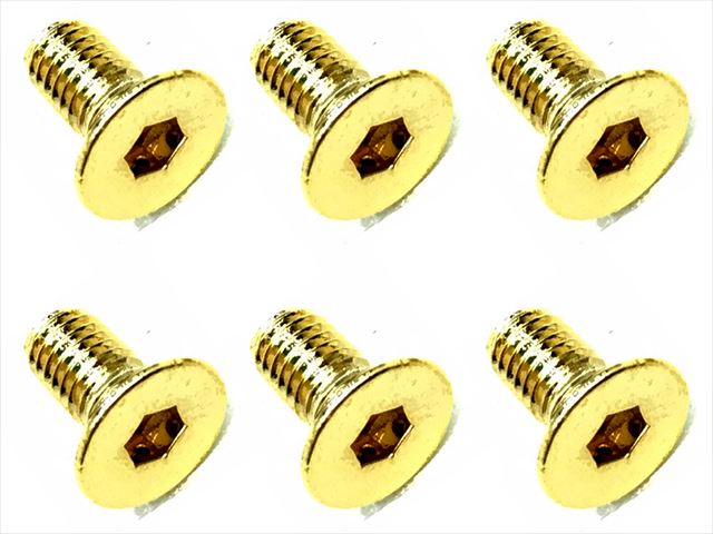 3��6 ���ƥ�쥹�إå������ӥ�(6����) 24K������ɥ�å� 3��6 Stainless steel hex Flat Head Screw (6 pcs.) 24K gold plating