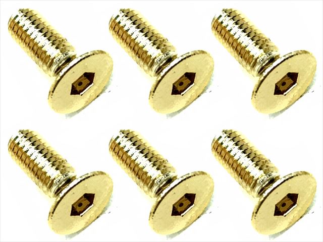 3��8 ���ƥ�쥹�إå������ӥ�(6����) 24K������ɥ�å� 3��8 Stainless steel hex Flat Head Screw (6 pcs.) 24K gold plating