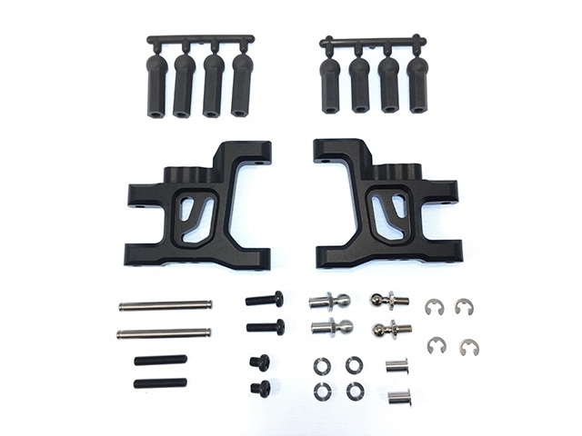 ����ߥե�����ѥ磻�ɥ��������� (���ߥ� �磻��ɥ����꡼2��)�֥�å� Wide suspension arms (for TAMIYA Wild Willy 2) black Aluminum Front