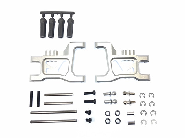 ����ߥ���ѥ磻�ɥ��������� ���ߥ� �磻��ɥ����꡼2�� ����С� Wide suspension arms (for TAMIYA Wild Willy 2) silver Aluminum rear