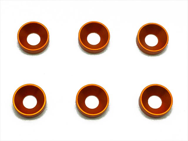 �����M3����å��㡼����7mm ����� 6pcs Smallness of outside diameter of Aluminum M3 plate washer (orange) 6pcs.