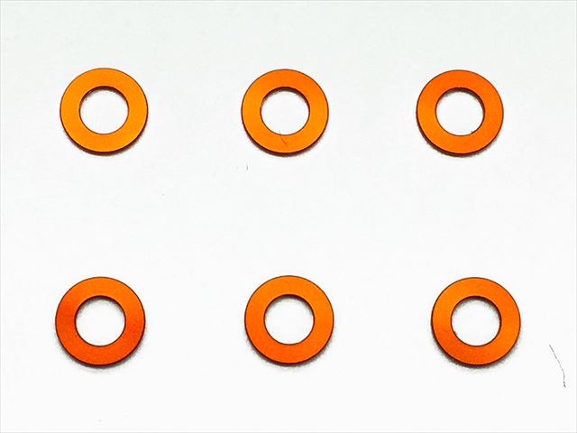 M3����ߥ��顼 ��5.5��3��0.5t (�����)6���� Aluminum M3 Collars 0.5t (orange) 6pcs.
