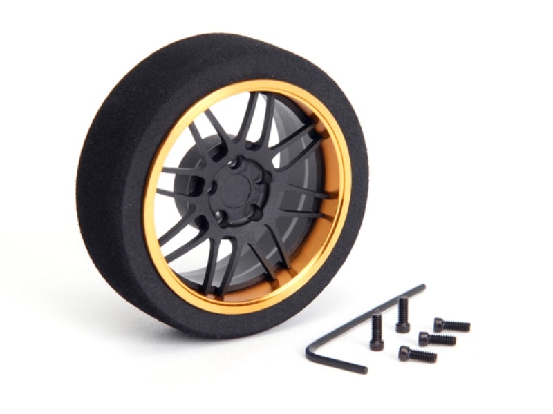 ����ߥ��ƥ����MF�ۥ����� 8-Spoke (F�֥�å�/������ɥ��) Aluminum steering wheel MF wheel 8- Spoke (F black/gold rim)