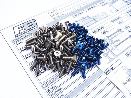 Associated RC10F6 ������&����ߥإå���������塼���å� Associated RC10F6 Titanium & Aluminum hex screw set (blue)