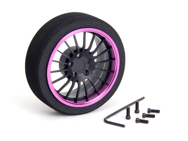 ����ߥ��ƥ����MF�ۥ����� 18-Spoke (F�֥�å�/�ѡ��ץ���) Aluminum steering wheel MF wheel 18- Spoke (F black/purple rim)
