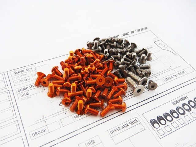 X RAY X1 2018 チタン&アルミヘックススクリューセット(Orange） X Ray