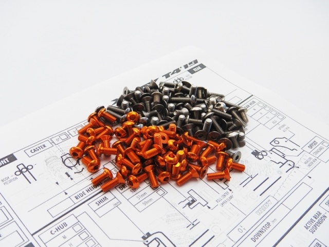 X Ray  T4 2019 ������&����ߥإå���������塼���å�(Orange)��X Ray T4 2019 Titanium & Aluminum Hex Screw Set(Orange)