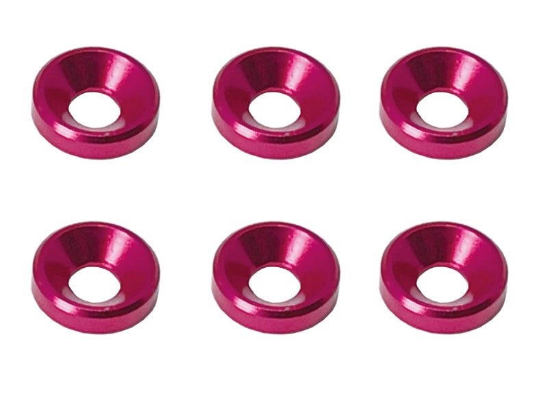 M3����߻���å��㡼����8mm �ԥ� 6pcs��3mmAluminum counter washer  (Pink)  6pcs