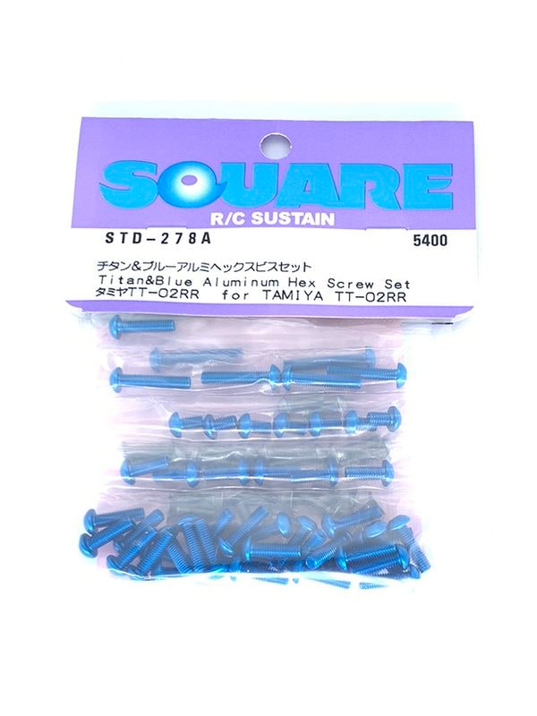 ������&�֥롼����ߥإå����ӥ����åȡ����ߥ�TT02RR�ѡ�Titanium & Blue Aluminum Hex Screw Set(Tamiya TT02RR)