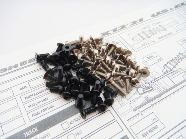 X Ray  X12  2021 EU/US   ������&����ߥإå���������塼���å�(Black)  X RAY X1 2021EU/US Titanium & Aluminum Hex Screw Set(Black)