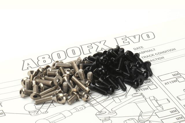 AWESOMATIX A800FX EVO�ѥ�����&�֥�å�����ߥإå���������塼���åȡ�AWESOMATIX A800FX EVO Titanium & Aluminum Hex Screw Set(Black)