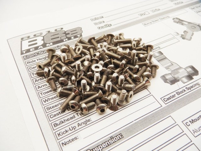 ������B6.3/B6.3D�ѥ�����إå���������塼���å� RC10 B6.3/B6.3D Titanium Hex Socket Screw Set (100pcs)