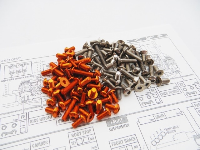 X Ray  X4  2022   &ߥإå塼å(Orange)  X RAY X4 2022 Titanium & Aluminum Hex Screw Set(Orange)