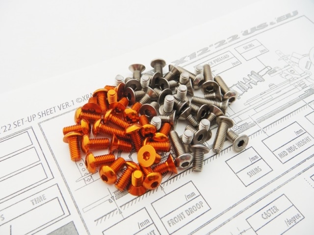 X Ray  X12` 2022�ѥ�����&����󥸥���ߥإå���������塼���åȡ�X RAY X1 2022EU/US Titanium & Aluminum Hex Screw Set(Orange)