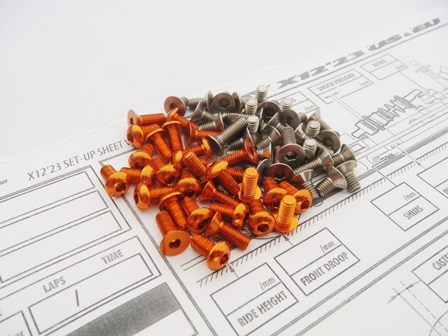 X Ray  X12  2023  ������&����ߥإå���������塼���å�(Orange) ��X RAY X1 2023 Titanium & Aluminum Hex Screw Set(Orange)