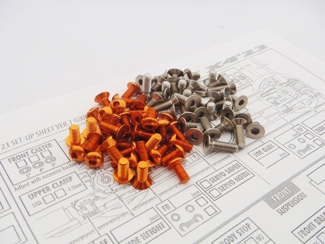 X Ray  X4  2023   ������&����ߥإå���������塼���å�(Orange) ��X RAY X4 2023 Titanium & Aluminum Hex Screw Set(Orange)