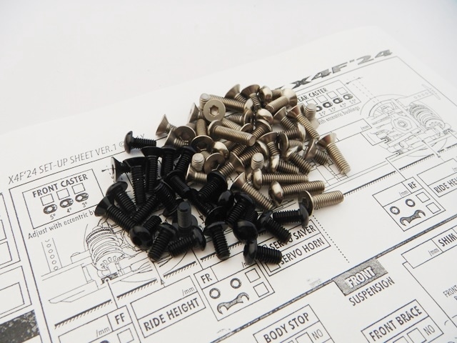 X Ray  X4F  2024  ������&����ߥإå���������塼���å�(Black)  X RAY X4F 2024 Titanium & Aluminum Hex Screw Set(Black)