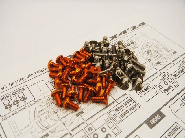 X Ray  X4  2024   ������&����ߥإå���������塼���å�(Orange)��X RAY X4 2024 Titanium & Aluminum Hex Screw Set(Orange)