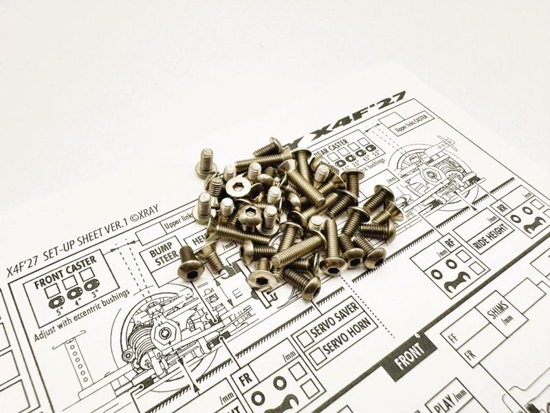 X RAY �����˥���إå���������塼���å� X4F ��27�ѡ� X4F'27 Titanium Hex Socket Screw Set