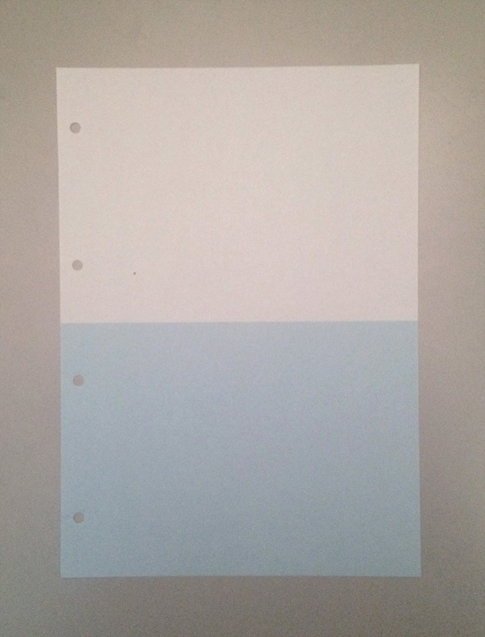 ミシン目入り用紙】 A4 2分割 カラー[白/青] 4穴 | 用紙Labo