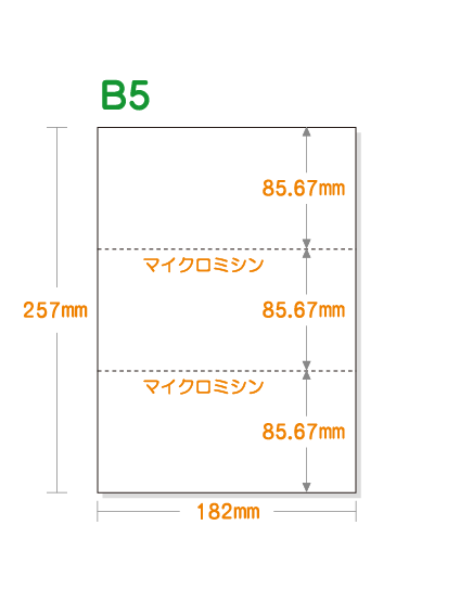 ミシン目入り用紙】 B5 3分割 白紙 | 用紙Labo