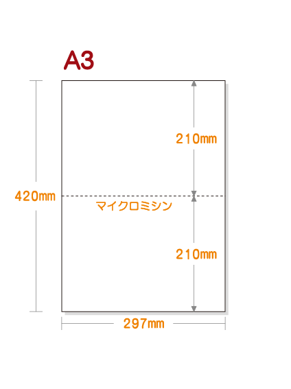 ミシン目入り用紙】 A3 2分割 白紙 | 用紙Labo