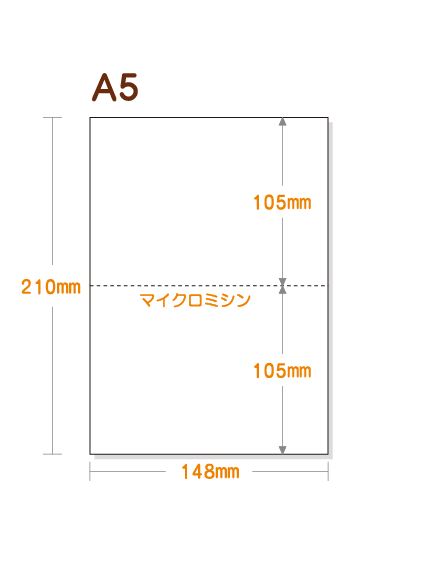 MEページ 2枚分 ミシン目入り用紙】 A5 2分割 白紙 | 用紙Labo