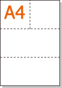 ミシン目入り用紙】 A4 3分割 上段2分割 白紙 | 用紙Labo