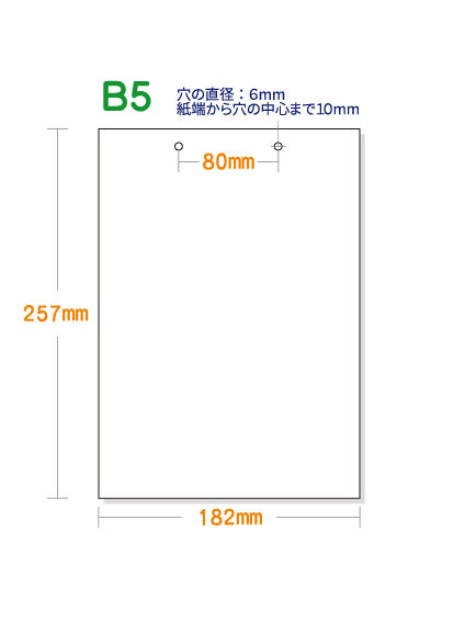 穴ありコピー用紙】 B5 短辺側2穴 白紙 | 用紙Labo