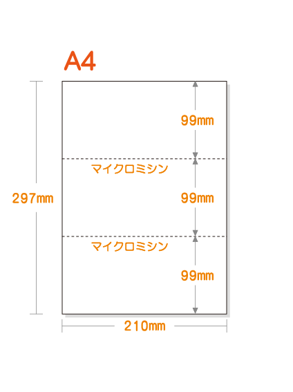 Danan　 A3 4枚、A4 ３枚 おまとめ商品 ミシン目入り用紙】 A4 3分割 白紙 特厚用紙 | 用紙Labo