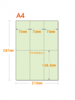 【ミシン目入りカラー用紙】 A4 タテ長6分割 [ライトグリーン]