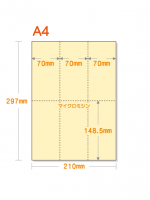 【ミシン目入りカラー用紙】 A4 タテ長6分割 [アイボリー] 厚めの用紙