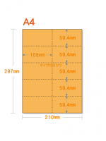 【ミシン目入りカラー用紙】 A4 10分割 [オレンジ]|ミシン目入りカラー用紙A4 10分割 コピー用紙程度|ミシン目入りカラー用紙A4 10分割