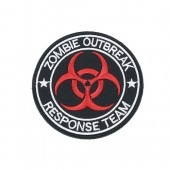 円形ワッペン　「ZOMBIE　OUTBREAK」　ホワイトライン