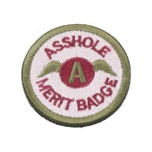 ASSHOLE MERIT BADGE 円形ワッペン ピンク×カーキ