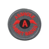 ASSHOLE MERIT BADGE 円形ワッペン レッド×グレー