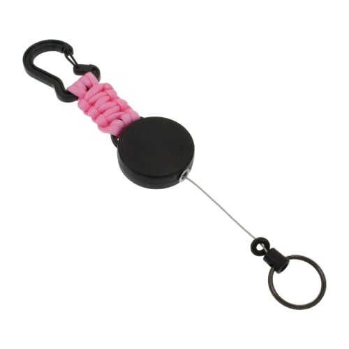 パラコード カラビナリールキーホルダー ピンク