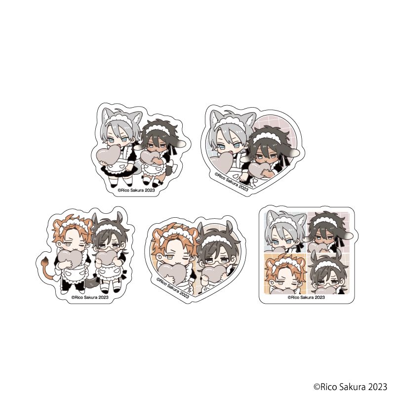 フレークシール(5枚セット)「オオカミくんはゆずらない」01/集合デザイン(公式イラスト)