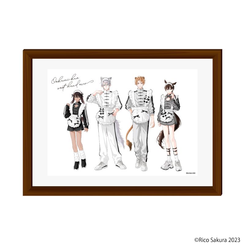 高精細複製原画（額付き）「オオカミくんはゆずらない」01/集合デザイン(描き下ろしイラスト)