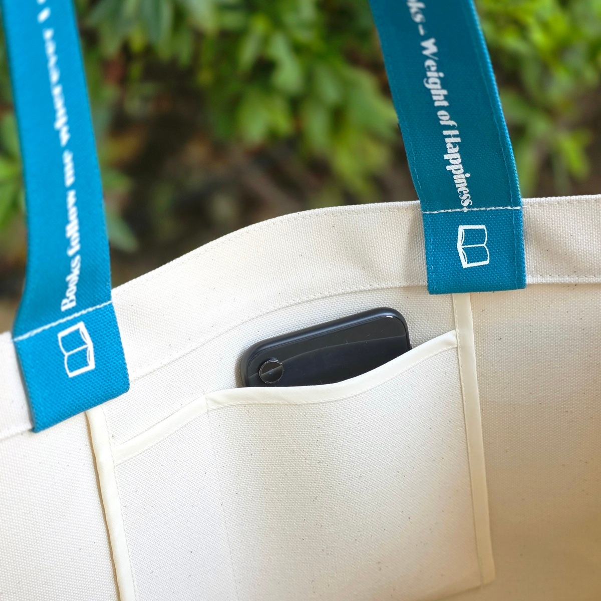 たくさん本を持ち歩きたい人のためのトートバッグ ターコイズ