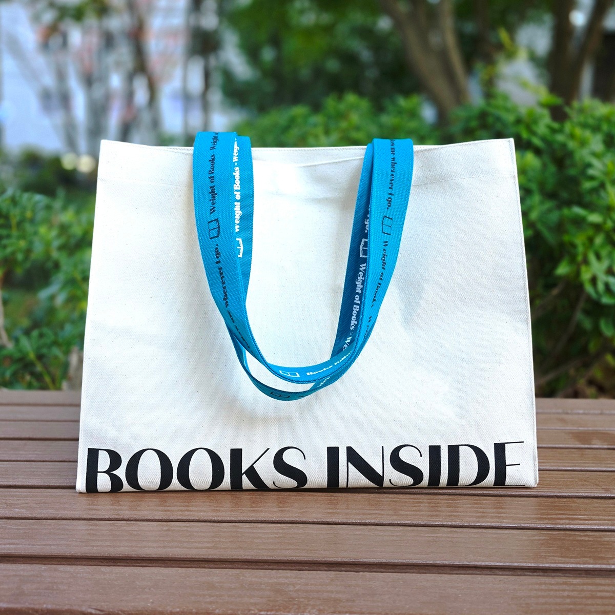 たくさん本を持ち歩きたい人のためのトートバッグ ターコイズ