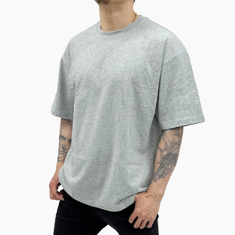 COTTON OVERSIZED T-SHIRT - LIGHT GREY