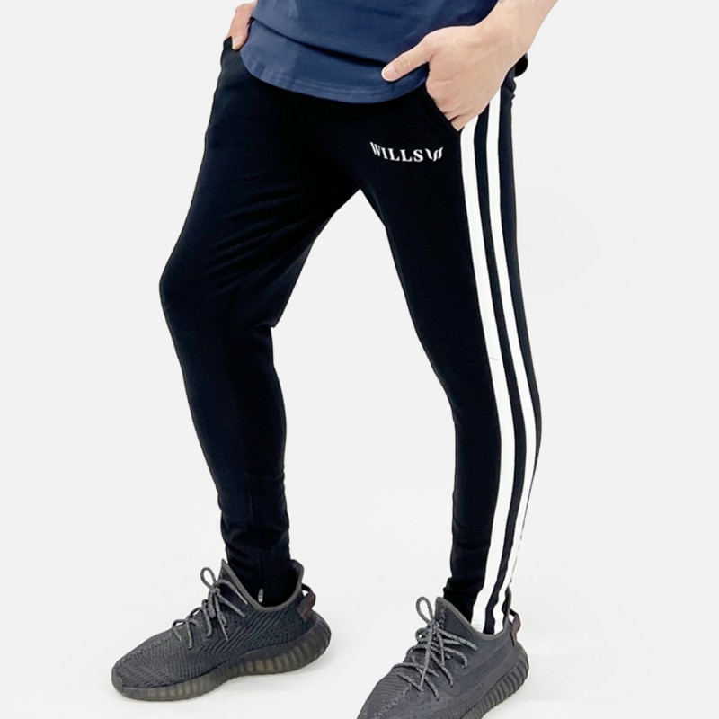 2 LINE STRETCH PANTS - BLACK