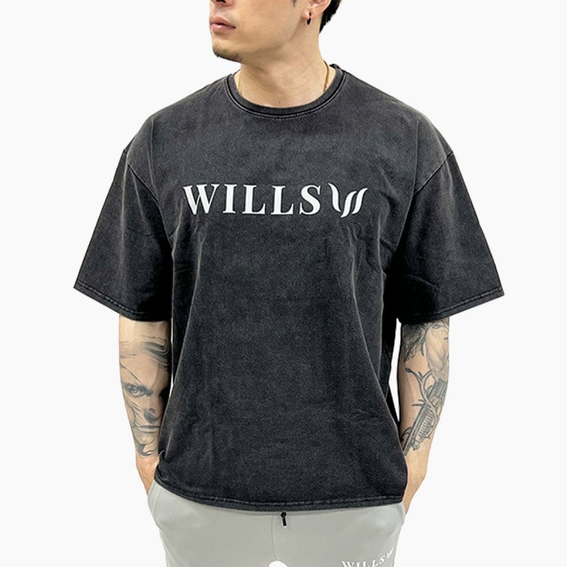 TRIUMPH ACID WASH OVERSIZED TEE - BLACK