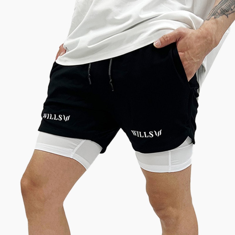 HYBRID LINER SHORTS - BLACK/WHITE