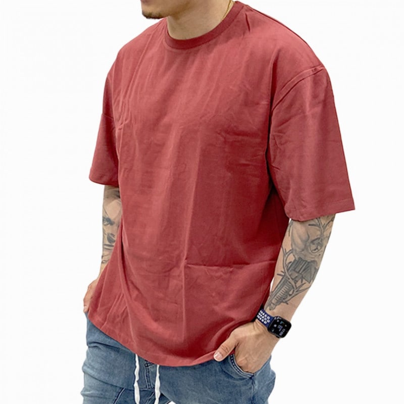 COTTON OVERSIZED T-SHIRT - RED|T-SHIRT