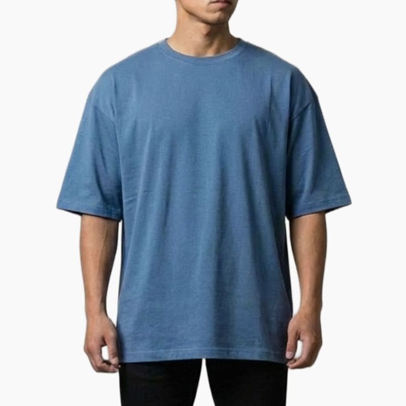 COTTON OVERSIZED T-SHIRT - BLUE