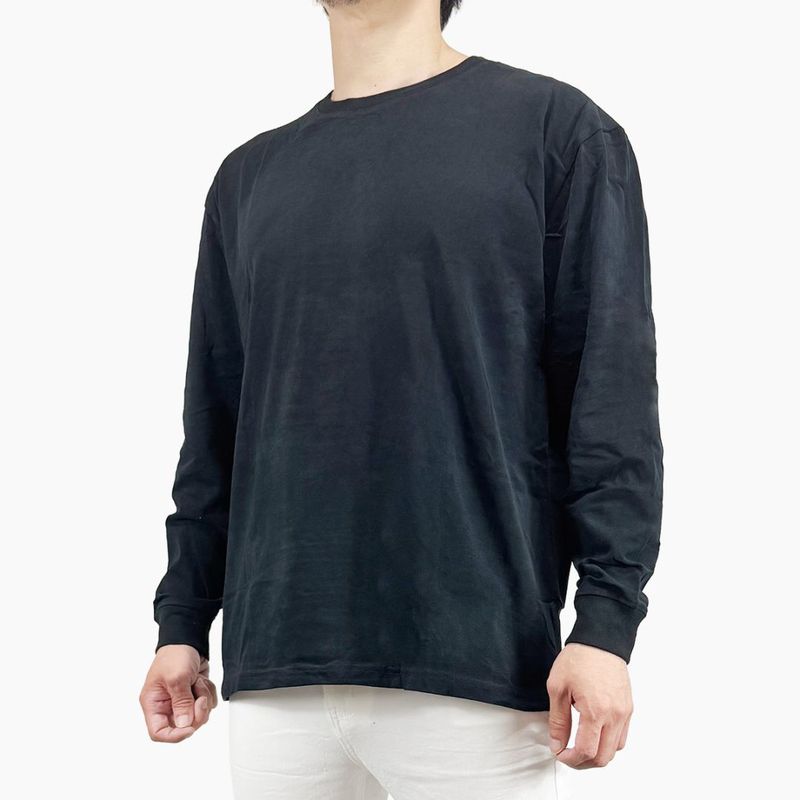 COTTON OVERSIZED LONG SLEEVED T-SHIRT - BLACK